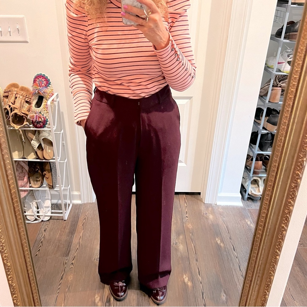 Vintage wide leg trousers burgundy wine cherry cola shade fall trend

size 10